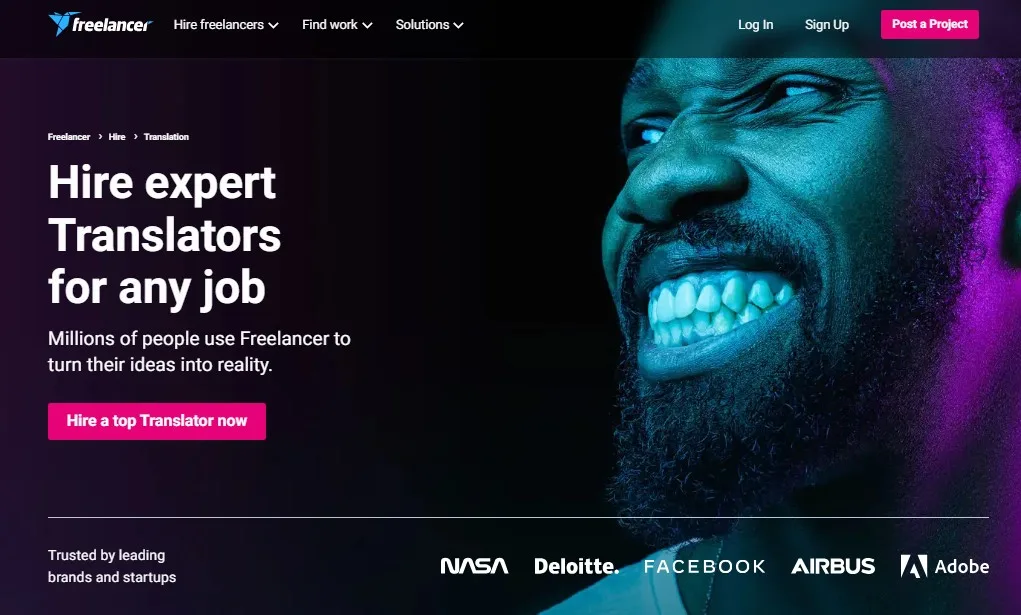 موقع Freelancer للعمل كمترجم للغة العربية من المنزل