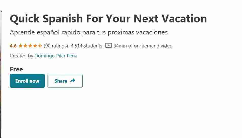 كورس Quick Spanish For Your Next Vacation