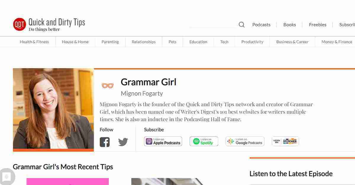 موقع Grammar Girl لتعلم الكتابة باللغة الإنجليزية