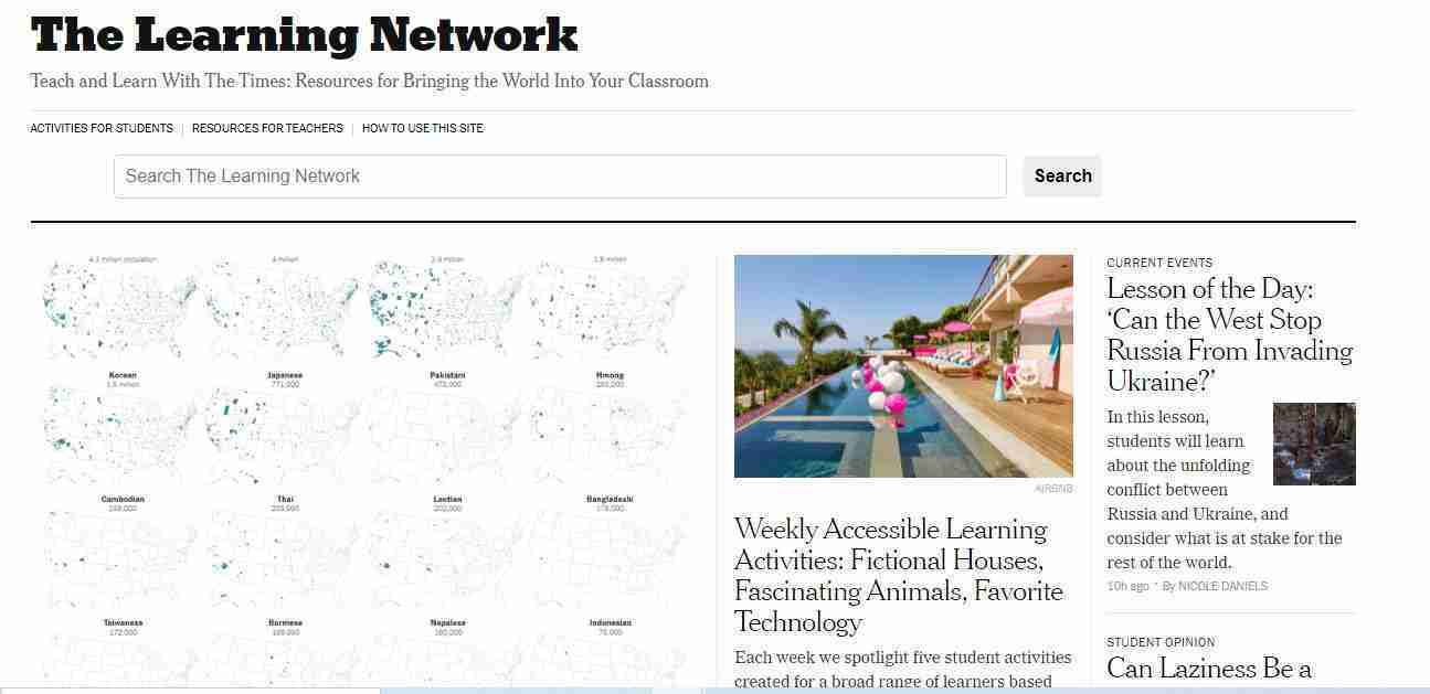 موقع The Learning Networkr لتعلم وتحسين القراءة باللغة الإنجليزية 