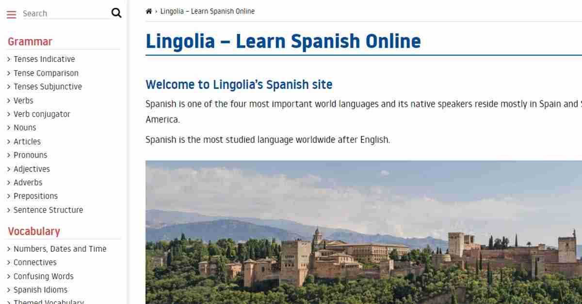موقع Lingolia لتعلم اللغة الإسبانية