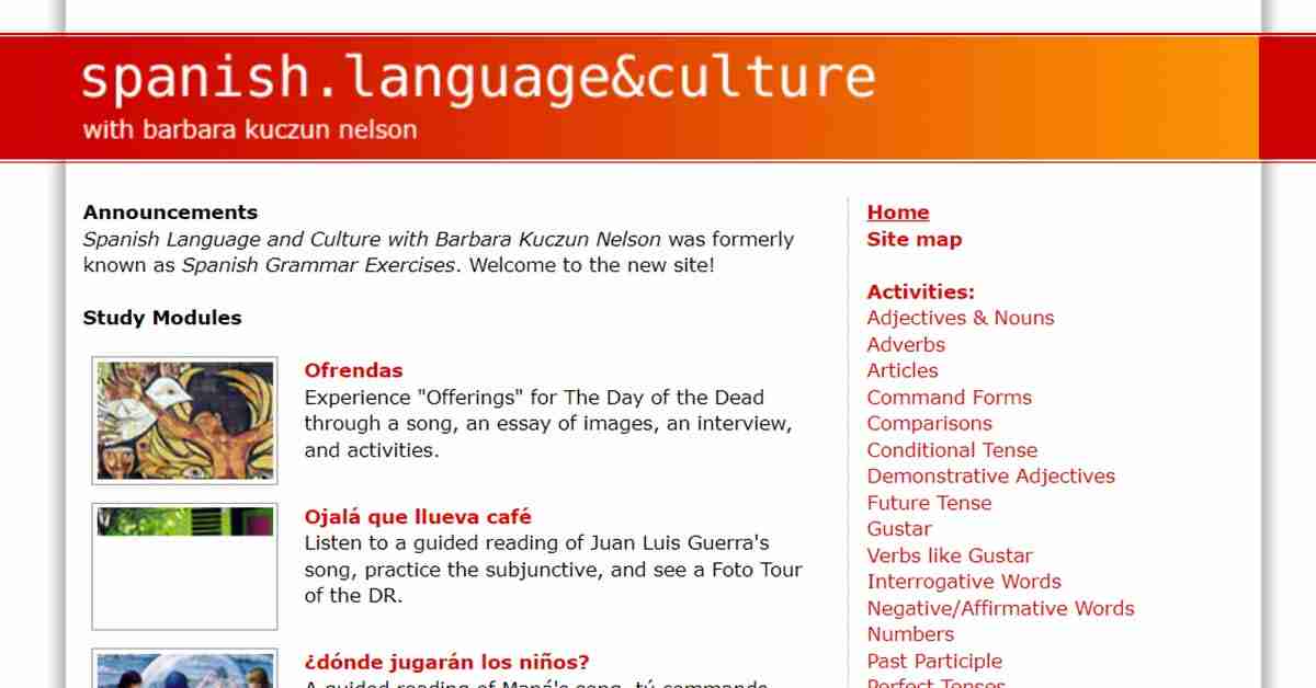 موقع Spanish Language and Culture لتعلم اللغة الإسبانية