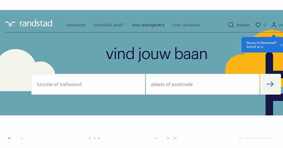 Randstad Website to find a job in the Netherlands