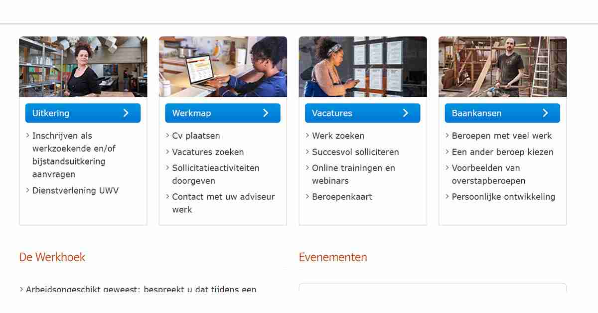 Werk.nl Website to find a job in the Netherlands