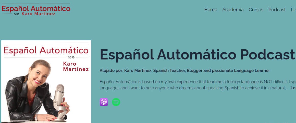 الواجهة الرئيسية لموقع بودكاست Español Automático