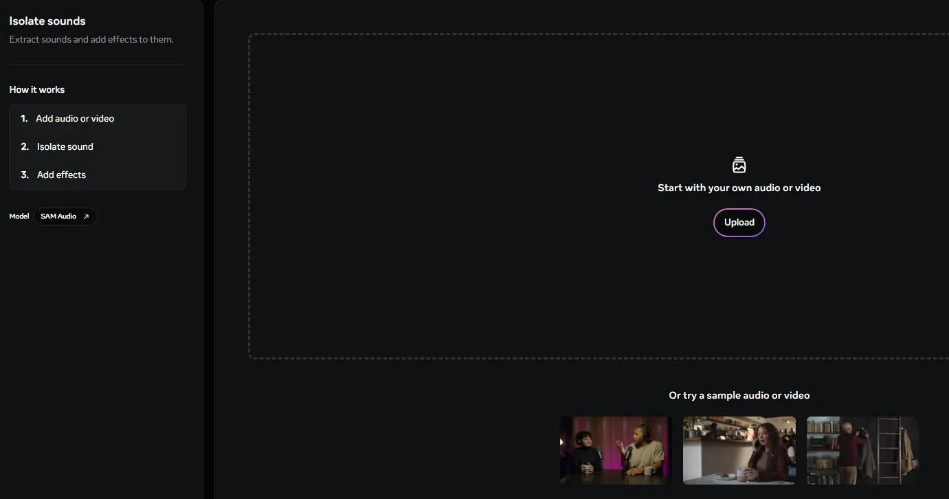 موقع Segment Anything Playground لاستخدام نموذج Meta SAM Audio AI Model