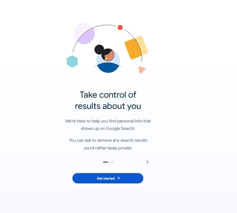 الواجهة الرئيسية لأداة جوجل Results about you (النتائج حولك) للتحكم ببياناتك الشخصية في محرك البحث